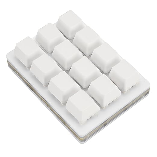 12 Key Mechanical Gaming Keyboard USB Wired Red Switch Programmable Macro Keyboard Plug and Play for School for Office (White)