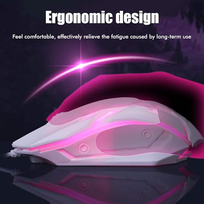 LED Backlit Gaming Keyboard and Mouse Combo for PC Desktop Laptop Colorful Glowing Mouse and Fast Response Velocity (Black)