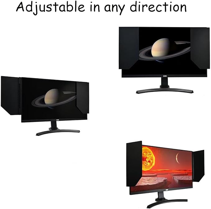Monitor Hood Sunshade 24-32 inch Universal Light Shield Adjustable Monitor Hood Black