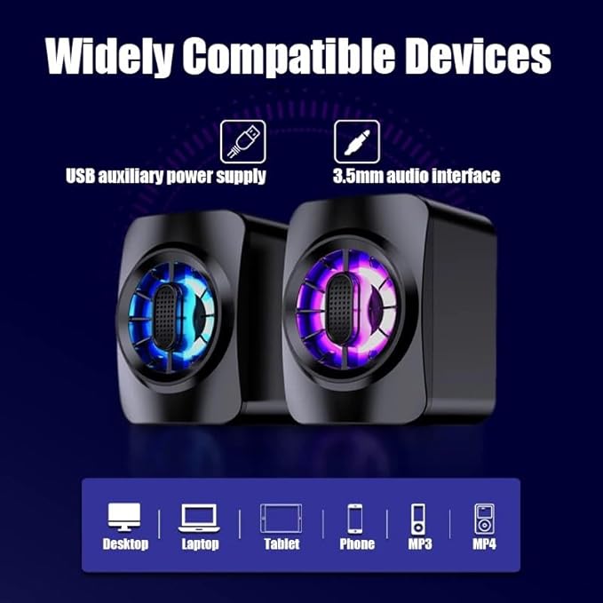 Wired Computer Speakers Input Desktop Amplifier for Laptop PC Phone 6W Audio Multimedia Loudspeaker