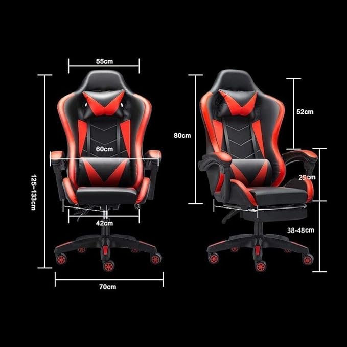 Modern Ergonomic Office Gaming Chair Blue Memory Foam Leather Recliner Adult Indoor Requires Assembly
