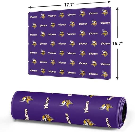 Skinit Medium Gaming Mouse Pad - Officially Licensed NFL Minnesota Vikings Blitz Series Design with Stitched Edges Waterproof Non-Slip Rubber Base Desk Mat for Keyboard &amp Mouse