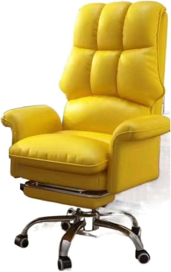 Gaming Chair Home Computer Chair Office Chair Gaming Chair Backrest Lifting Swivel Chair Comfortable Long Sitting Chair Sofa Seat Chair (Color : Yellow Latex)