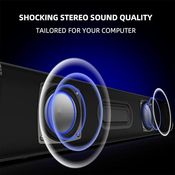 Desktop Wired Speaker Heavy Bass Powered Stereo Soundbar Audio Jack Subwoofer for Home Office Computer
