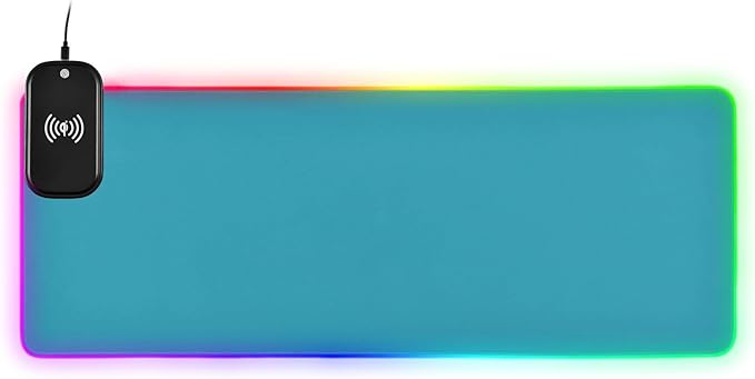 Blue Mouse Pad Gaming Mousepad Non Slip Desk Mat Wireless Charging RGB Computer Mouse Pads Keyboard Mats Pad for Office Home Desktop 35.4 x 15.7 in
