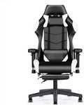YYDS Chair E-Sports Gaming Chair with Pedal Artificial Leather Executive Ergonomic Swivel Chair with Headrest and Lumbar Pillow Ergonomically (Color : Black and White Size : Steel feet)