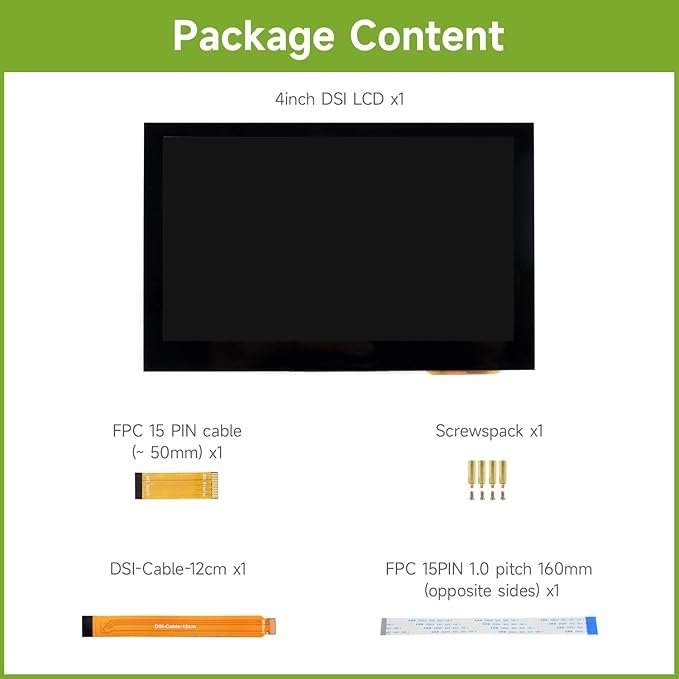 waveshare 4inch Capacitive Touch Display Compatible with Raspberry Pi5/4B/3B+/3A+/CM3+/4 480×80 Resolution DSI Interface IPS Optical Bonding Screen