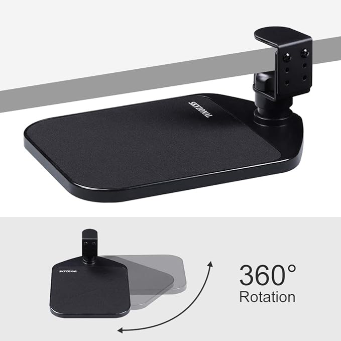 Ergonomic Mouse Platform Under Desk Ergonomic Wrister Mouse Pad (Black)
