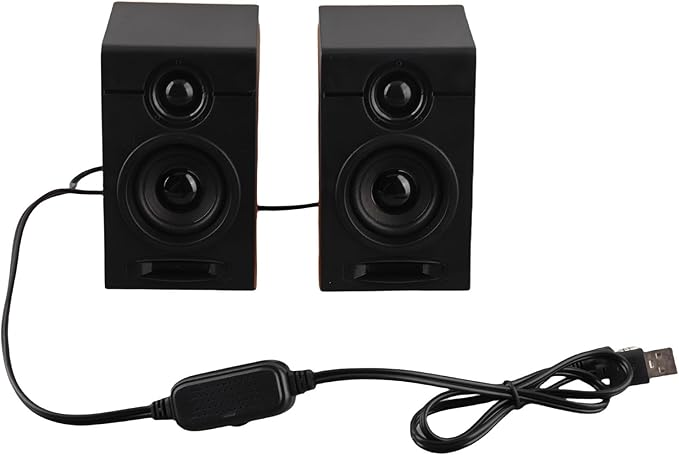 USB Wired PC Speakers HiFi Desktop Speakers with Bass and Volume 35mm. Plug and Play Computer Speakers for Laptops TVs Phones 2 x 3W ABS Sound System with