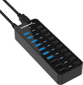 SABRENT 10-Port USB 3.0 Hub Individual Power Switches and LEDs 3 Smart Charging Ports 60W Power Adapter for PC Mac Xbox PS5 Laptop Desktop USB Devices (HB-B7C3)