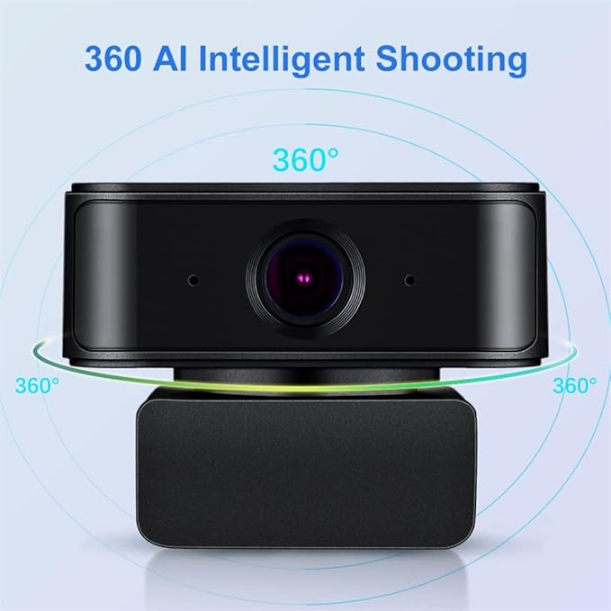 360° Automatic Webcam 1080P Full Web Cam with Microphone Auto Recognition Camera for PC Computer Conference