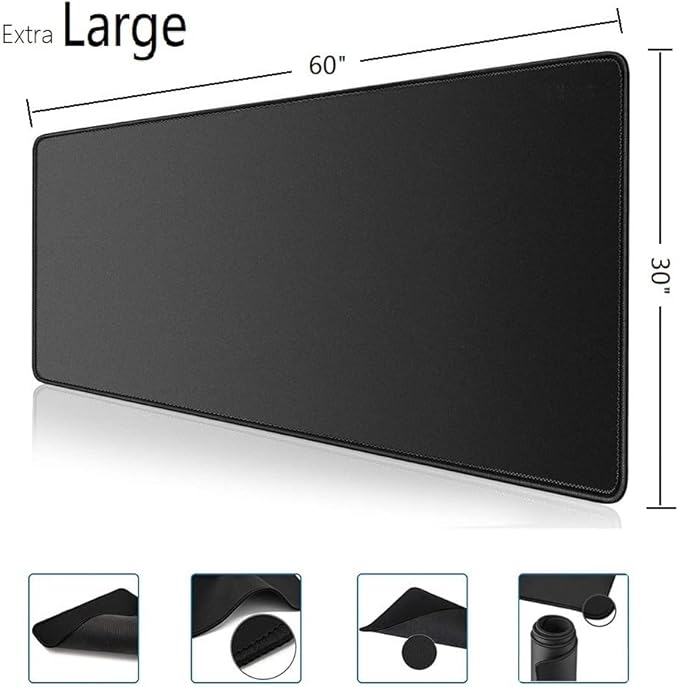 [60 x 30] Extra-Large Mouse Pads Gaming mat - Enhance Gaming Experience with The Massive Battle mat Waterproof Easy-Clean and Lint-Free Desk mat Perfect for PC Game Tables (Black 4XL)