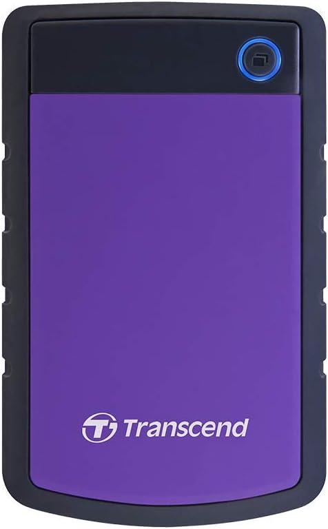 Transcend 2TB SJ25H3 USB 3.1 Portable Hard Drive Rugged Anti-Shock Resistant Compact and Lightweight with Lightning-Fast Speeds One Touch Backup Button Purple - TS2TSJ25H3P