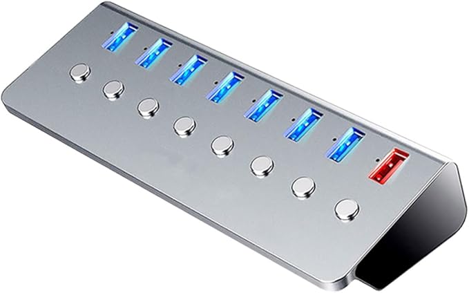 USB Hub with Separate Power Switches USB Extension Device Compact Lightweight for Laptop Office Travel