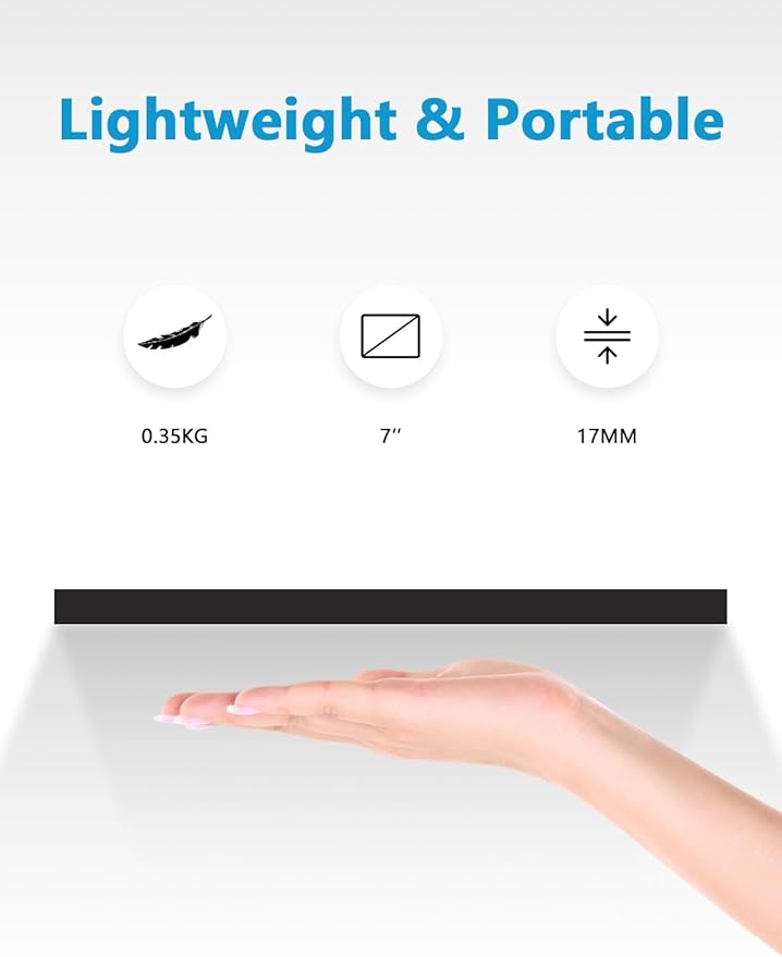7 Inch Mini Monitor HDMI Portable IPS Touch Screen IPS LCD Display 1024×600 LCD Screen 178° Viewing Angle Small Display for Raspberry Pi Laptop/PC/TV/DVD/Game Console