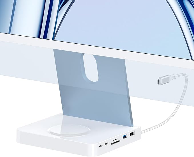 USB-C Hub for iMac Docking Station with SD/TF 3.0 2× USB-C 10Gbps 1× USBA 10Gbps 1×USB2.0 15W Wireless Charging (External Power Required) | iMac Accessories
