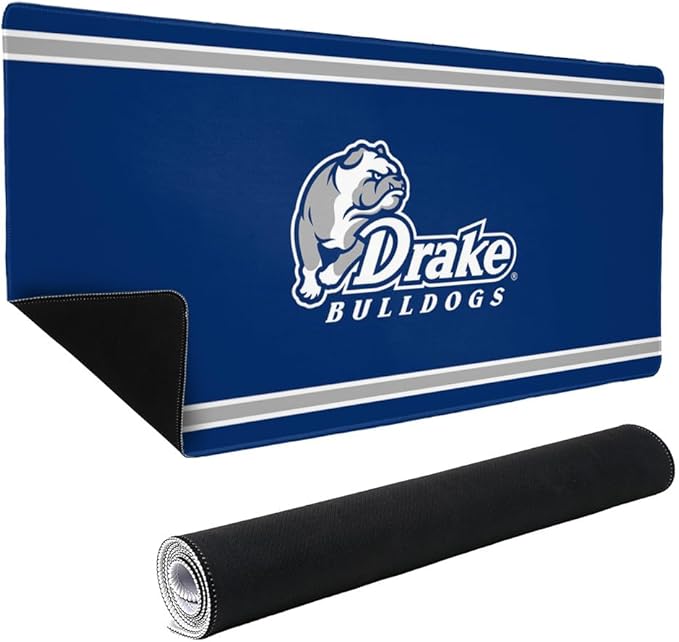 Drake University Bulldogs Primary Logo Stripes Large Gaming Mouse Pad Desk Mat with Stitched Edges Non-Slip Base for Gamer Home and Office 31.5 x 15.7