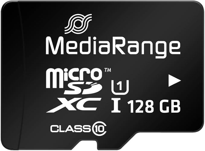MediaRange Micro SDXC Memory Card with SD Adapter 128GB - Speed Class 10 Read Speed up to 80 MB/s External Data Storage for Mobile Devices Such as Digital Cameras or Smartphones