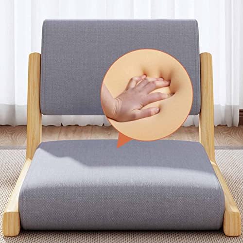 BTZHY Floor Chair Floor Chair Portable Legless Chair with backrest Legless Stool Made of Solid Wood with Comfortable Cotton and Linen Upholstery Portable Single seat Chair
