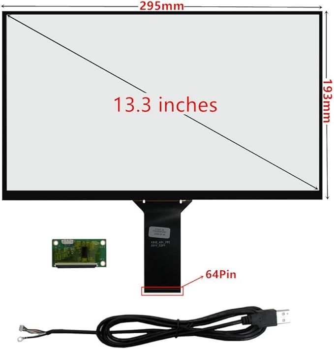 10.1/11.6/13.3/14/15.6 Inch Universal Computer Industrial Multi-touch Capacitive Digitizer Touch Screen Panel Glass With USB Driver Board Converter (13.3 inches 16:10)