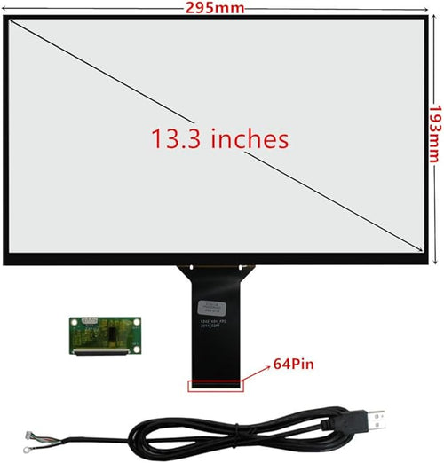 10.1/11.6/13.3/14/15.6 Inch Universal Computer Industrial Multi-touch Capacitive Digitizer Touch Screen Panel Glass With USB Driver Board Converter (13.3 inches 16:10)