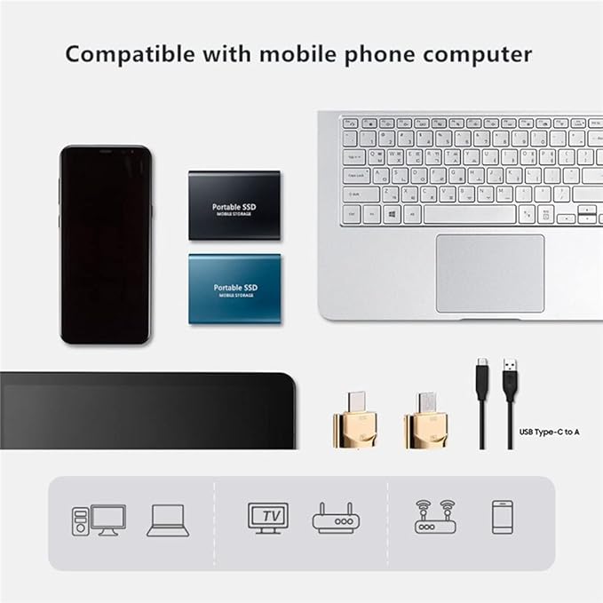 Type-c USB 3.1 SSD Portable Flash Memory 4TB SSD Hard Drive Portable SSD External SSD Hard Drive for Laptop Desktop (Color : Red Size : 4TB)