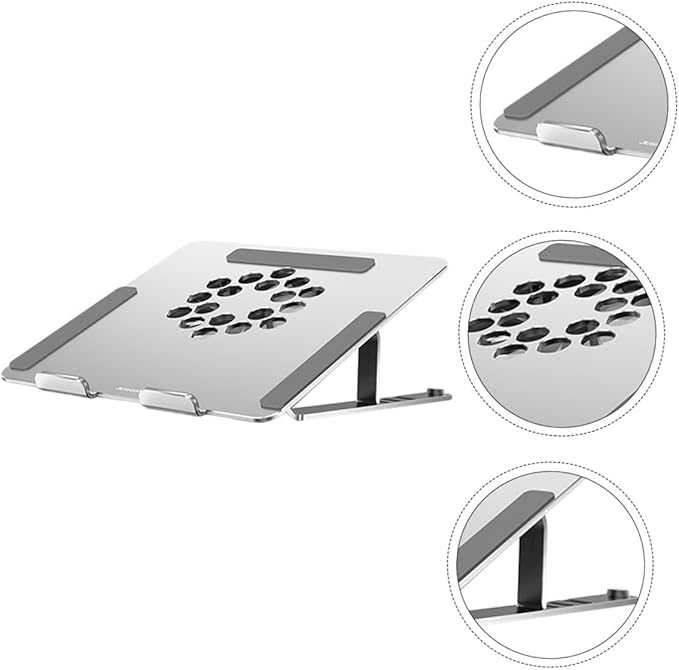 Veemoon Aluminum Alloy Adjustable Laptop Cooler Stand with Quiet LED Fan Ventilated Cooling Pad for Gaming and Office Use Compatible to 17.3-inch Laptops Silver