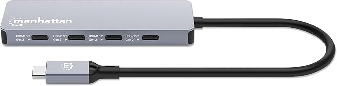 Manhattan 4-Port 10G USB-C Hub: SuperSpeed+ Connectivity for Laptops and More Compact and Travel-Ready Design - 181143