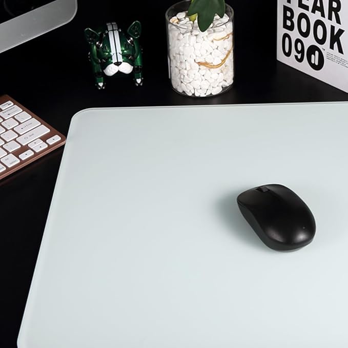 Docooler Photovoltaic Glass Gaming Mouse Pad with Non-Slip Tempered Glass Professional Mouse Mat for Desk Special Glass Surface＆Sides All Around for Computers Gamer Office&ampHome3 Sizes (All Blac