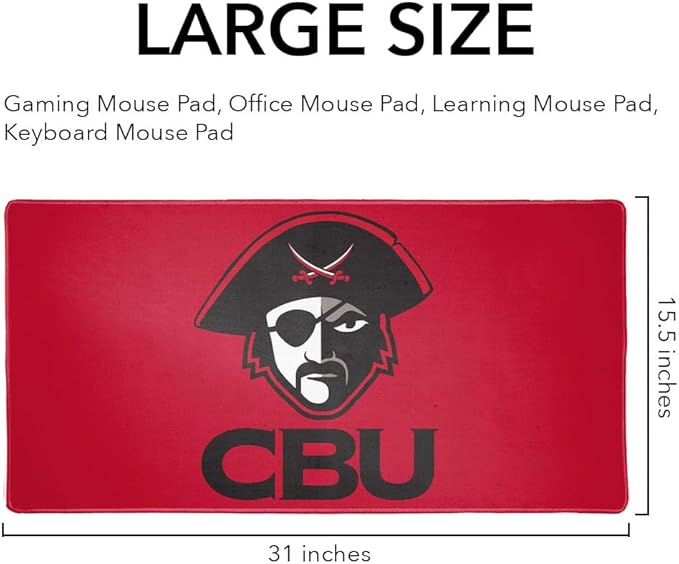 Christian Brothers University Primary Logo Large Gaming Mouse Pad Desk Mat with Stitched Edges Non-Slip Base for Gamer Home and Office 31.5 x 15.7