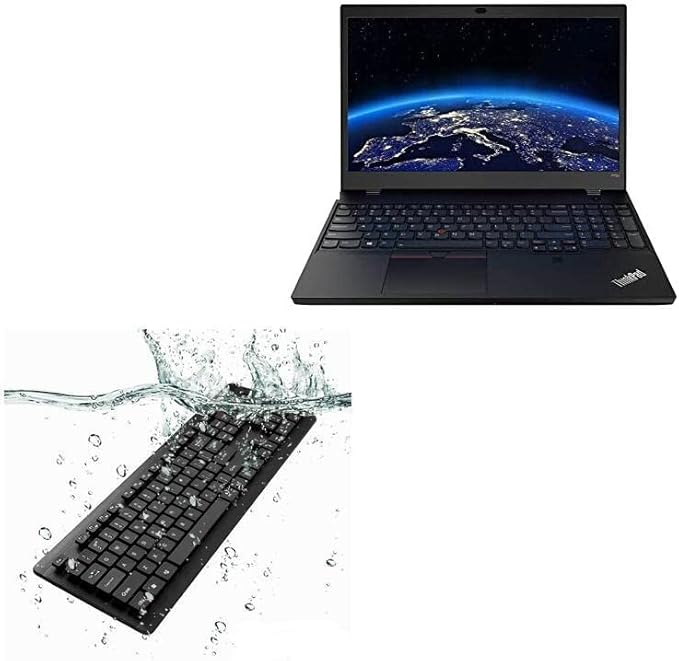 BoxWave Keyboard Compatible with Lenovo ThinkPad P15v (21A9) - AquaProof USB Keyboard Washable Waterproof Water Resistant - Jet Black