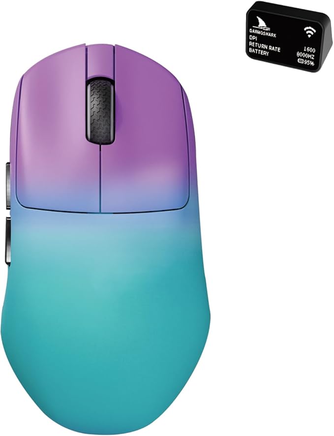 Darmoshark N7MAX Wireless Gaming MouseTri-Mode 8K/USB-C/BluetoothUp to 30000DPIPAW3950 Optical Sensor Lightweight 49g5 programmable ButtonComputer Mouse for LaptopPCMac(Purple)
