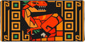 Geometric Velociraptor Raptor Dinosaur Aztec Mayan Style Large Gaming Mouse Pad Desk Mat with Stitched Edges Non-Slip Base