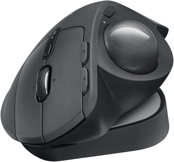 Logitech MX Ergo S Advanced Wireless Trackball Mouse USB-C Rechargeable Wireless Ergonomic Mouse with Bluetooth and Encrypted Dongle 6 Programmable Buttons for PC/Mac