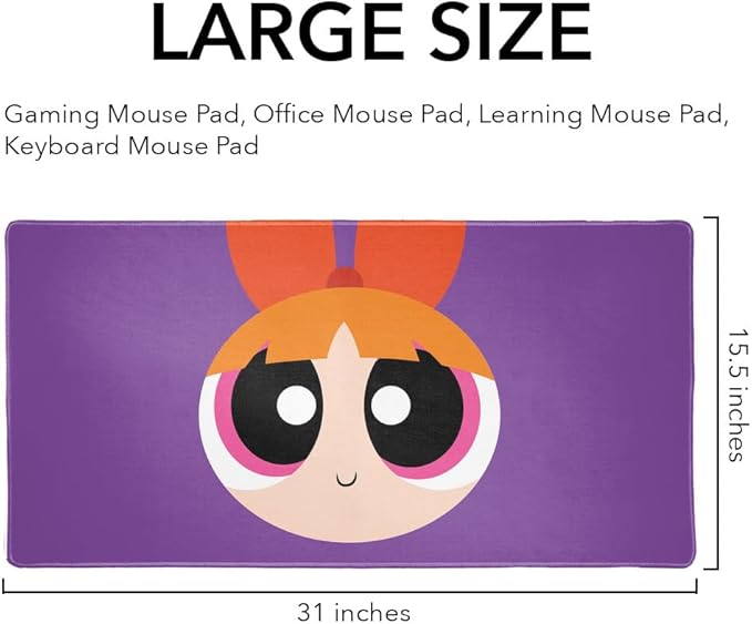 Powerpuff Girls Blossom Head Large Gaming Mouse Pad Desk Mat with Stitched Edges Non-Slip Base for Gamer Home and Office 31.5 x 15.7