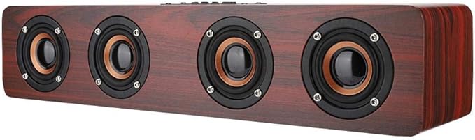 Wooden Bluetooth Speaker 12W TV Computer Speaker Sound with 4 Bass Subwoofer Support Bluetooth AUX TF Card FM(#1)