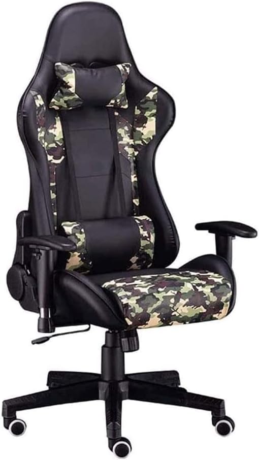 Gaming Chair Office Chair High Back Computer Chair Leather Desk Chair Racing Executive Ergonomic Adjustable Swivel Task Chairwith Headrest and Lumbar Support(B)