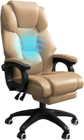 GIZNXBA Massage Office Chair Desk Chair Executive Office Chair High Back Gaming Chair with Soft Armrest Height Adjustable Ergonomic Computer Chair with Lumbar Support (Color : /Khaki)