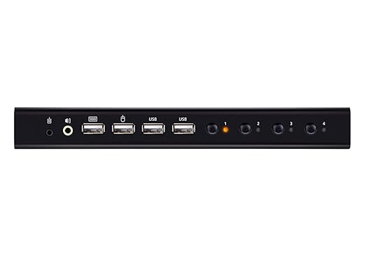 ATEN CS784H 4-Port USB HDMI KVM Switch - 4K UHD 60Hz Audio Support Peripheral Sharing USB 2.0 Hub Remote Port Selector – Control 4 HDMI Computers with One Keyboard Mouse Monitor