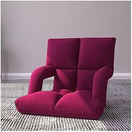 ELEFOCUS Floor Chair Individually Folding Meditation Chair 6 Gears Adjustable Backrest Padded Gaming Chair with Armrests(Lila)