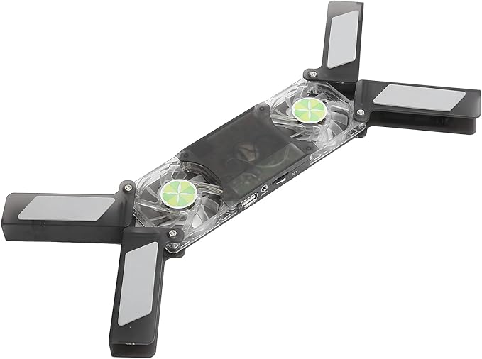 DR - 2009A Laptop Cooler Pad Foldable Cooling Stand with Dual Light - Emitting Fans Ultra - Thin Speaker for Notebook Portable ABS Cooling Fan for All Laptops Blue LED Glow Des