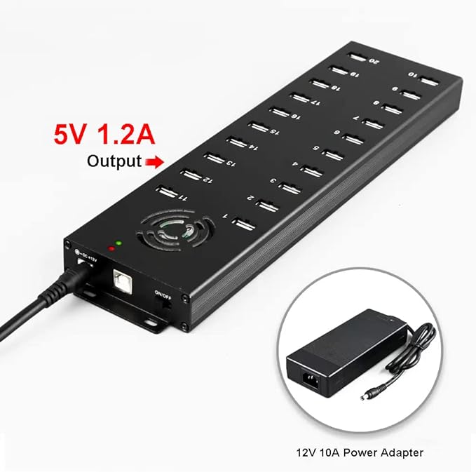 UHPPOTE Industrial Grade 20 Port USB2.0 Hub Data Sync