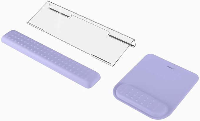 MOSISO Computer Keyboard Stand&ampWrist Rest Support for Keyboard &ampMouse Pad Set Ergonomic Massage Wrist Rest Set Easy Typing Working Acrylic Clear Stand for Office Home Purple