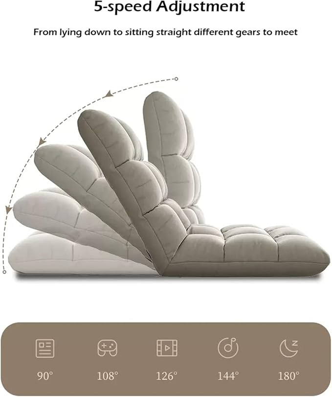 Fodalob Lazy Sofa Floor Chair 5 Gears Adjustable High Back Support Gaming Floor Chair for Adult Linen Fabric Lazy Chair Comfy for Reading Meditating