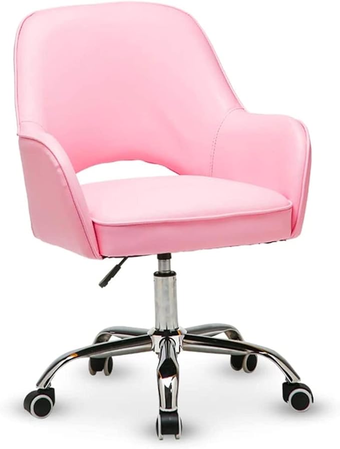 Office Chair Velvet Fabric Seat Swivel Computer Chair Office Chair Adjustable Middle Back Table and Chair Ergonomic Gaming Chair Chair (Color : Pink) Needed