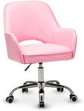 Office Chair Velvet Fabric Seat Swivel Computer Chair Office Chair Adjustable Middle Back Table and Chair Ergonomic Gaming Chair Chair (Color : Pink) Needed