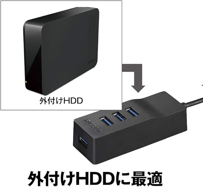 Buffalo Buffalo USB 3.0 Self-Powered 4-Port Hub Black for External Hard Drives Top Insertion Model BSH4A115U3BK (Windows/Mac Compatible)