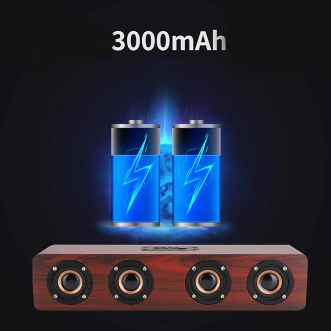 Wooden Bluetooth Speaker 12W TV Computer Speaker Sound with 4 Bass Subwoofer Support Bluetooth AUX TF Card FM(#1)