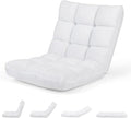 ARLIME Adjustable Floor Chair 14-Position Lazy Sofa Chair with Back Support &amp Thick Padding Portable Foldable Floor Couch for Adults Kids Use in Bedroom Living Room Home Theater (White)
