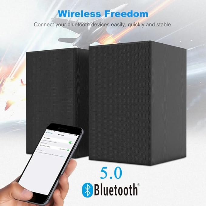 JSEIAJB 60W 2.0 HiFi Speaker Bookshelf Speaker Sound System Music Speakers for TV Computer Soundbar